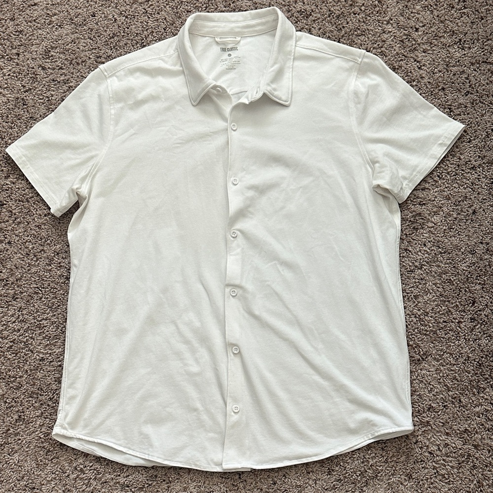 White Men's Cotton Casual Button Down Shirt